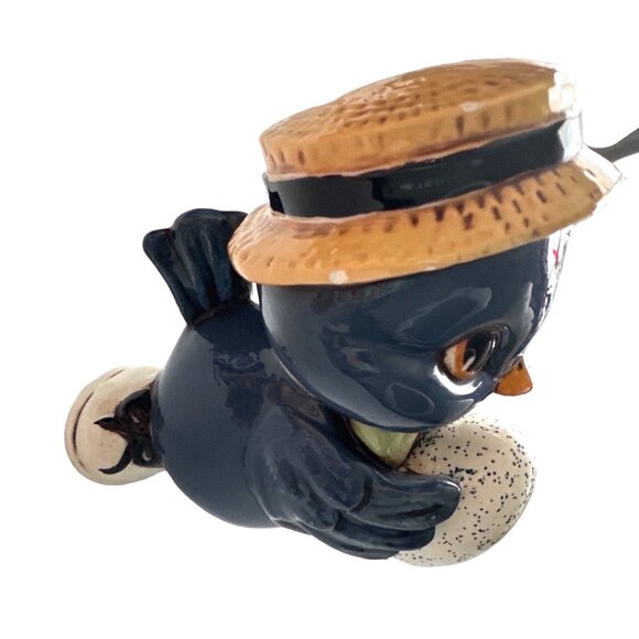 Blue Bird Vintage Ceramic Signed IVA Offering Speckled Blue Easter Egg - Picture 6 of 10